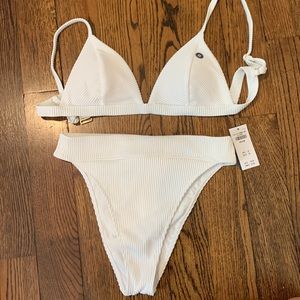 Medium Hollister White Ribbed Bikini